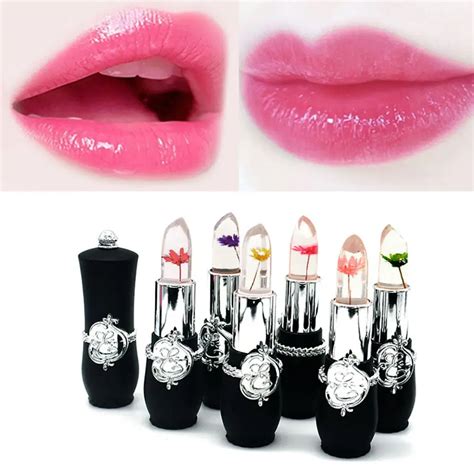 women long lasting jelly clear lipstick beauty dry flower lip gloss