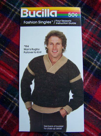 Mens Vintage Rugby Pullover Sweater Knitting Pattern 38 40 42 44 Usa 1