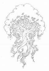 Colouring Yggdrasil sketch template