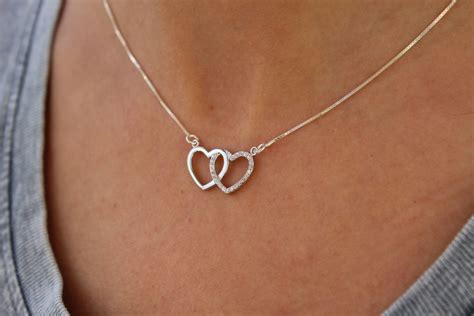 silver heart necklace  women dainty heart jewelry love etsy