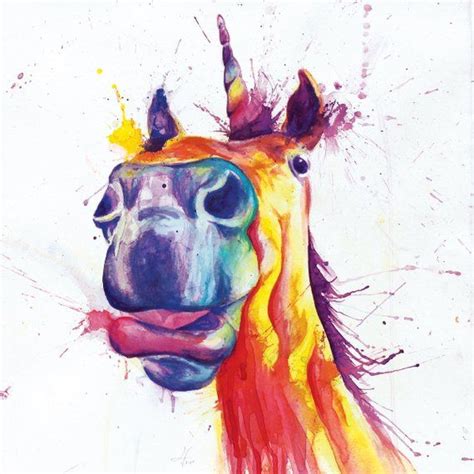 bright colorful rainbow unicorn painting watercolor print etsy