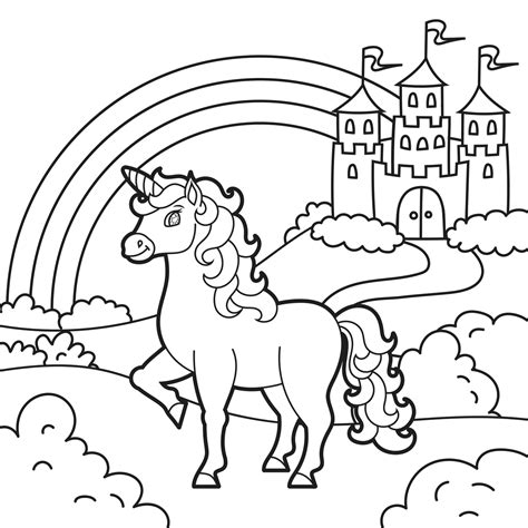 coloring pages  unicorn   castle printable