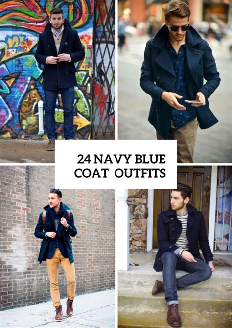stunning navy blue coat outfits  men styleoholic