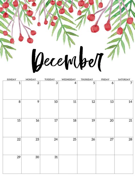 blank december calendar printable printable calendar