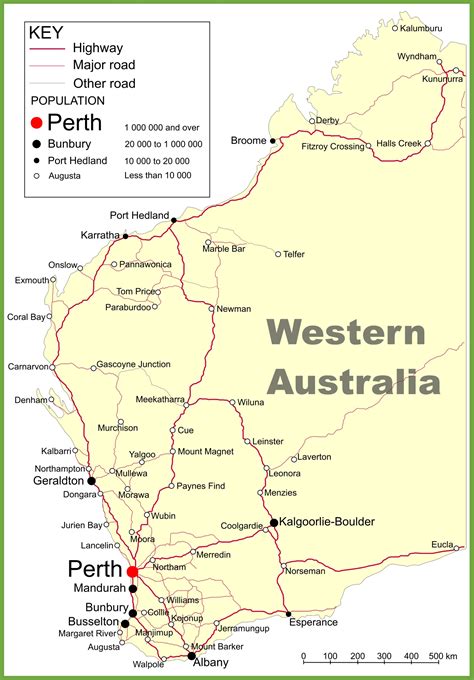 road map  western australia  cities  towns