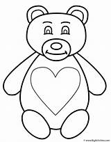 Teddy Coloring Bear Animals Heart Bears Large Color Print sketch template