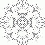 Coloring Mandala Relaxation Hearts sketch template