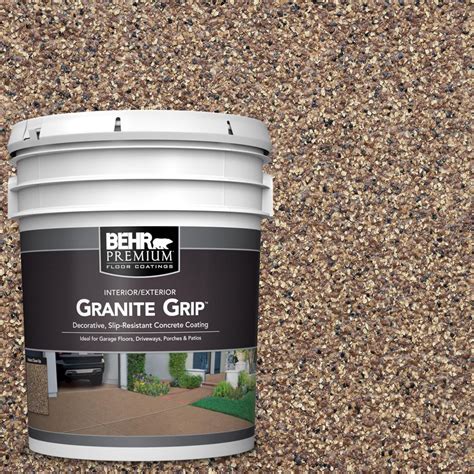 behr premium  gal tan granite grip decorative flat interiorexterior concrete floor coating
