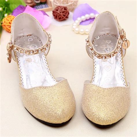 buy  children princess glitter sandals kids girls wedding shoes high heels