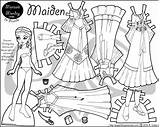 Paper Doll Printable Princess Maiden Dolls Marisole Monday Print Fantasy Coloring Pages Medieval Friends Clothing Clothes Colouring Paperthinpersonas Personas Thin sketch template