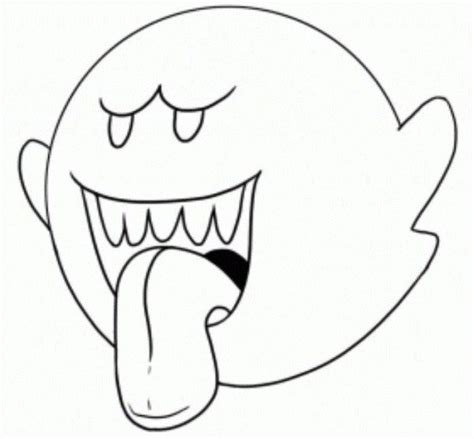 boo ghost mario drawing sketch coloring page