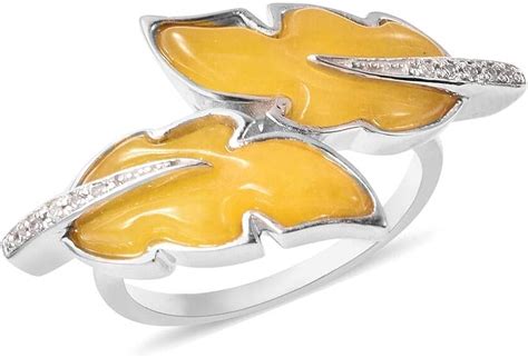 isabella liu yellow jade and white zircon bypass ring for women in 925