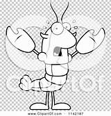 Lobster Mascot Scared Crawdad Outlined Thoman sketch template