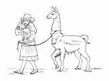 Inca Coloring Pages Printable Online Getdrawings Getcolorings Peru Color Llama sketch template