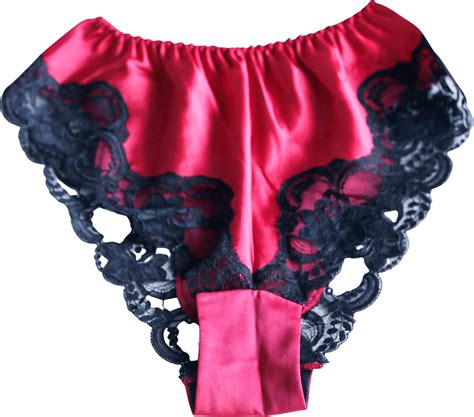 Vintage Red Satin And Black Lace Trim Panties By Montelle Shop Thrilling