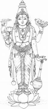 Hindu Vishnu Coloring Mythology Goddesses Indian Mysore Sketch Krishna sketch template