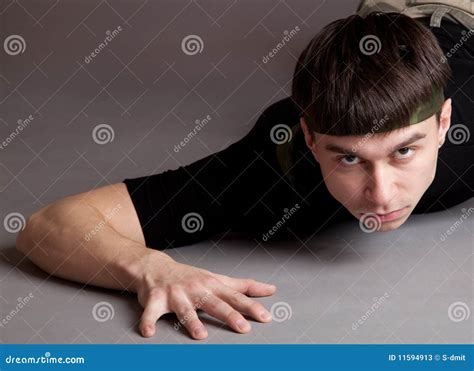 young crawling man stock  image