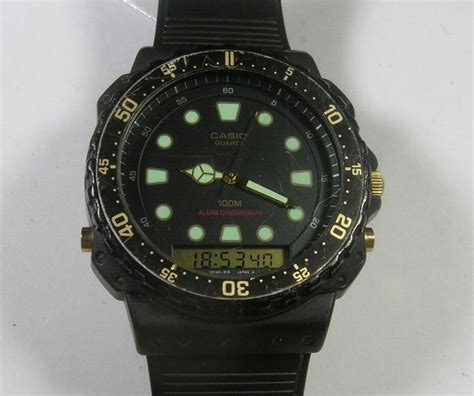 casio aq  analogue digital alarm chronograph  diver wristwatch mens