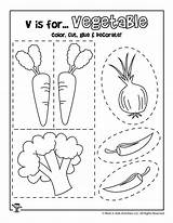 Coloring Vegetable Vegetables Letter Cut Craft Kids Worksheets Paste Color Activities Activity Printable Crafts sketch template