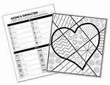 Fractions Coloring Adding Subtracting Activity Heart Preview sketch template