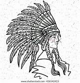 Native Headdress Tattoo American Coloring Girl Template Zentangle sketch template