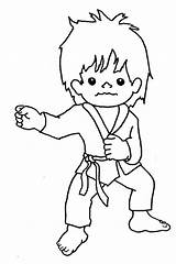 Karate Coloring Pages Kid Playing Punching Techniques Kids Outside Drawing Getdrawings Comments sketch template