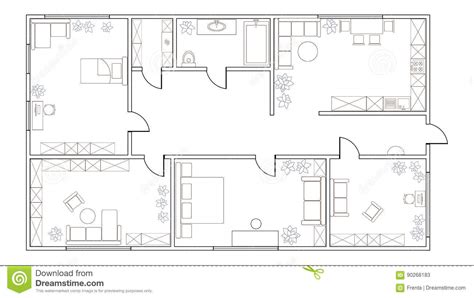 abstract vector plan   bedroom apartment stock vector illustration  domestic blueprint
