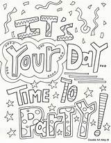 Birthday Coloring Pages Happy Cards Doodle Alley Printable Colouring Adult Card Party Color Quote Choose Board Celebration Celebrate Time Birthdays sketch template