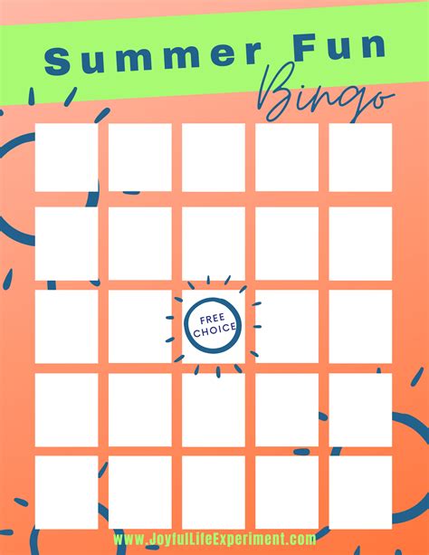 printable summer bingo