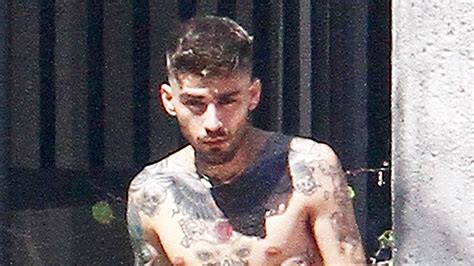 zayn malik shirtless and showing gigi hadid chest tattoo after split hollywood life