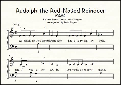 rudolph  rednosed reindeer piano sheet   solo duet