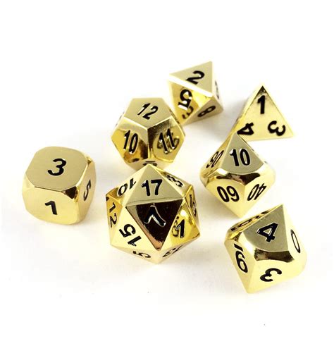 metallic gold dice set  table top gaming dice dungeons