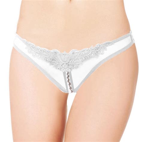 sexy white crotchless applique pearl panty pt17279