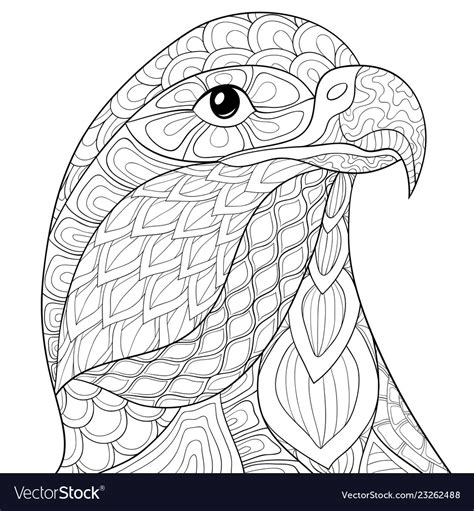 adult coloring bookpage  head  eagle image  vector image