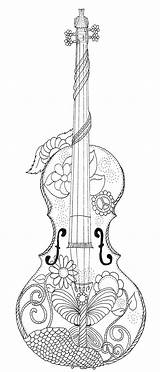 Coloring Pages Violin Adult Color Colouring Music Instruments Print Musical Desenho Sheets Tattoo Stuff Viool Kiezen Bord Drawing Gitaar Popular sketch template