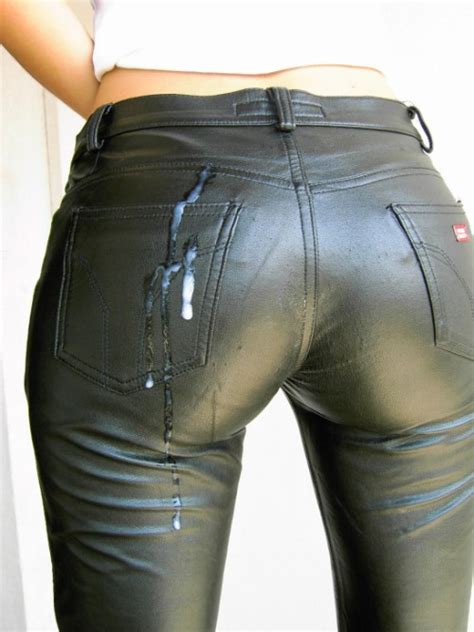 leather pants cum big lady sex