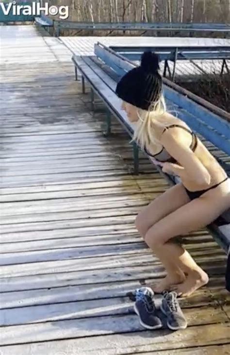 Woman Strips To Underwear And Jumps Into Frozen Lake But It Doesn T