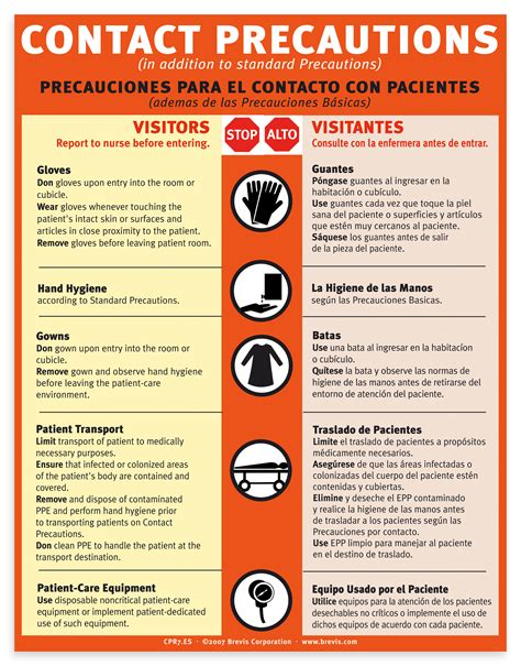 contact precautions sign english spanish brevis