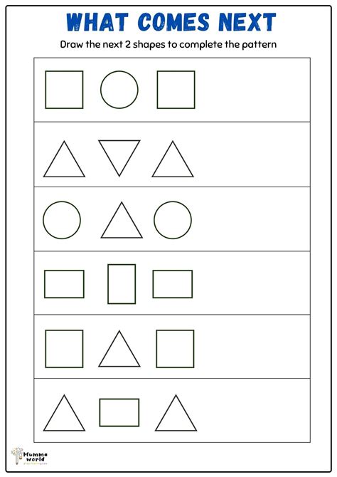 shapes worksheet pattern worksheet mummaworldcom