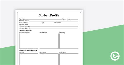 student profile template teaching resource teach starter