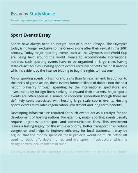 importance  hosting major sporting   modern times  essay