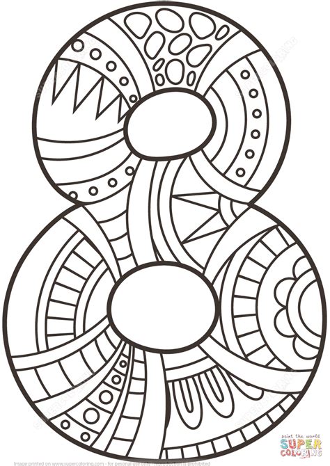 gambar number  zentangle coloring page  printable pages click easy