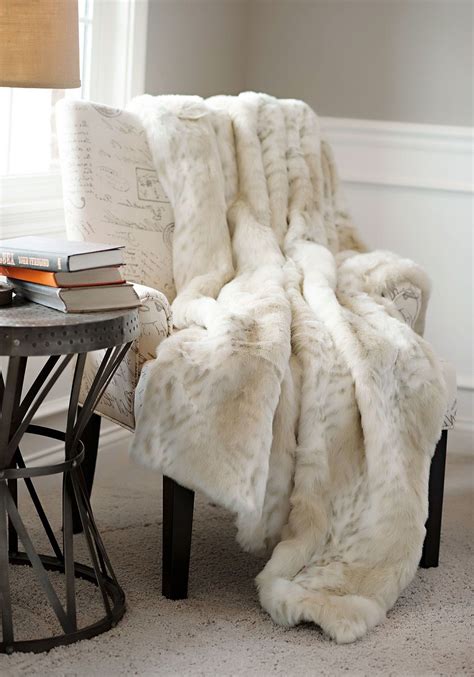limited production design stock luxury designer lynx faux fur throw large    inches