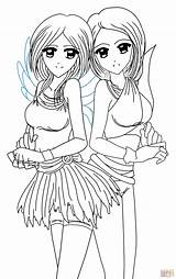Anime Twins Coloring Yin Yang Pages Printable Girls Drawing Drawings sketch template