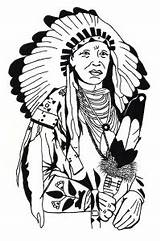 Native Coloring American Indian Pages Drawing Headdress Chief Warrior Americans Woman Adults Adult Feathers Printable Color Indians Colouring Drawings Symbols sketch template