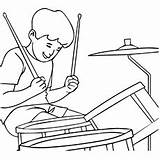 Coloring Drum Drums Pages Playing Boy sketch template