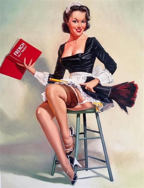 French Lessons 12x18 French Maid Pinup Girl 1940 S Early
