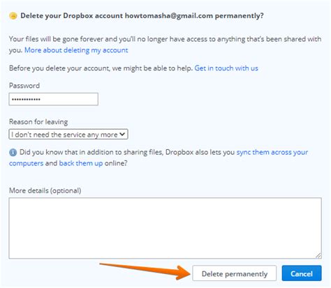 delete dropbox account opt  guide  onerep