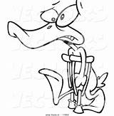 Lame Crutches Duck Injured Outlined Toonaday Leishman Vecto sketch template