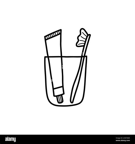 accesorios de baño cepille y dentífrico en un vaso ilustración